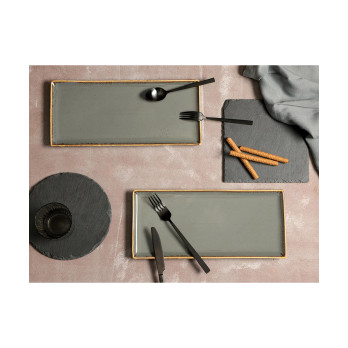Блюдо прямоугольное Porland Seasons Dark Grey, 35х16 см 
