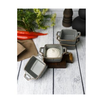 Соусник квадратный Porland Seasons Dark Grey, 7х10 см 